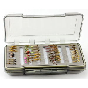 Fliegenbox 1309: Fliegenbox mit diversen Angelködern/Fliegen zum Angeln.