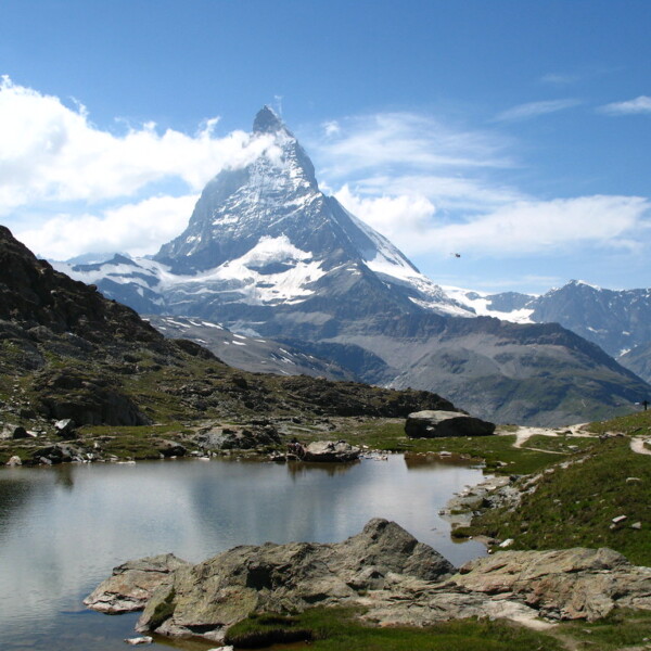 Riffelsee mit Matterhorn Spiegelung im Wasser, Zermatt