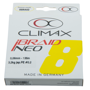 Climax iBraid NEO gelb: 135m 0.06mm Premium 8BRAID Angelschnur, Made in Germany