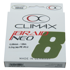 Climax iBraid NEO, 135m 0.06mm, Olive: Premium geflochtene Angelschnur aus Deutschland.