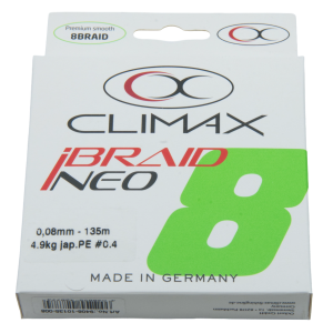 Climax iBraid NEO fluo-chartreuse, 135m 0.08mm geflochtene Angelschnur