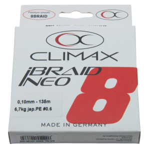 Climax iBraid NEO fluo-red Angelschnur, 0,10mm, 135m, Premium 8-fach geflochten