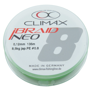 Climax iBraid NEO fluo-chartreuse Angelschnur, 0.12mm, 135m. Made in Germany.