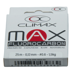 Climax Max Fluorocarbon, 25m 0.12mm Angelschnur: Premium japanische Qualität für klare Sicht.