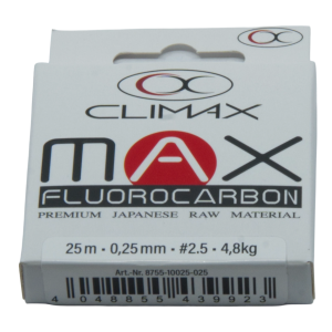 25m 0.25mm CLIMAX Max Fluorocarbon klare Angelschnur