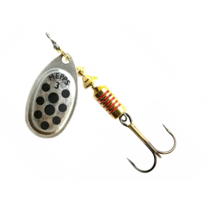 Mepps Aglia Spinner ohne Widerhaken, Grösse 1, silber/schwarz: Angelköder mit silbernem Blatt und schwarzen Punkten