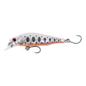 Fanatics Quarry, 6cm, PWTR: Silberner Angelköder mit schwarzen Punkten, orangefarbenem Streifen und zwei Drillingen