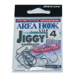 DECOY Area Hook Type XII AH-12 Jiggy ohne Widerhaken – Gr. 4: Packung mit 10 Angelhaken.