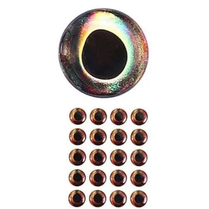 3D Epoxy Augen, 3mm, natürlich, 20 Stück: Detailansicht eines großen und einer Gruppe kleiner Kunstaugen für Bastelarbeiten.