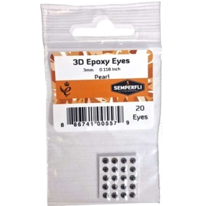 3D Epoxy Augen, 3mm, perlmutt, 20 Stück: Realistische Augen für Fliegenbinden.