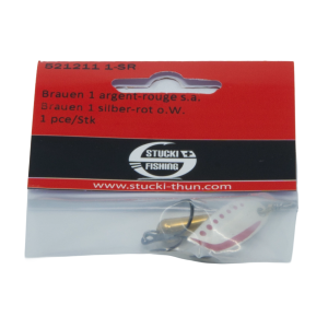 Stucki Brauen Spinner ohne Widerhaken, Grösse 1, 6g, silber-rot: Angelköder für Raubfische