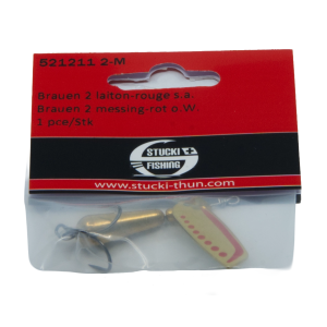 Brauen Spinner Grösse 2, 10g, messing-rot: Angelköder ohne Widerhaken in Originalverpackung.