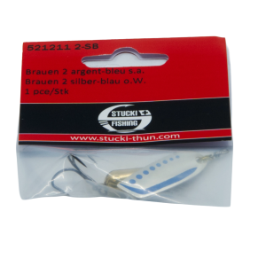 Brauen Spinner ohne Widerhaken, Grösse 2, 10g, silber-blau: Angelköder in Silber und Blau