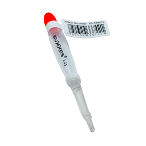 Crystal Specimen Pose 2g: Angelpose mit roter Spitze und Barcode-Etikett.