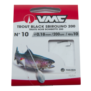 VMC Forelle schwarz Sbirolino Gr. 10: 0.18mm, 200cm Hakenpackung zum Forellenangeln.