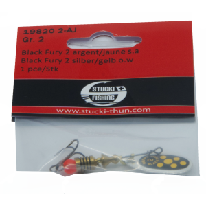 Black Fury Spinner Grösse 2, silber/gelb: Angelköder ohne Widerhaken, 4.5g.