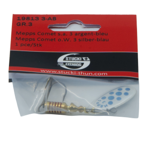 Mepps Comet Spinner ohne Widerhaken, Grösse 3, 6.5g, silber-blau in Verpackung