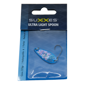 Suxxes Ultralight Spoon Perlmutt, 3.5g, blau: Blauer Angelköder mit Perlmutt-Effekt