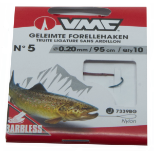 VMC geleimte Forellen-Schonhaken Gr. 5, 0.20mm, 95cm: Barbless Trout Hooks