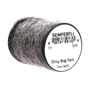Semperfli Dirty Bug Yarn, 5m, Grey Caddis: Graues Garn für Insektenmuster beim Fliegenfischen.