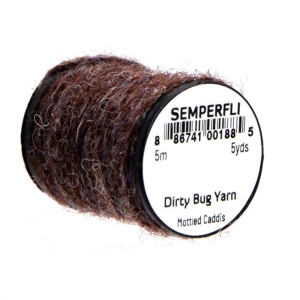 Braune Spule Semperfli Dirty Bug Yarn, 5m, Mottled Caddis für Fliegenbinden