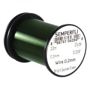 Draht 0.2mm, bright damsel green, 20m. Spule mit grünem Bindedraht.