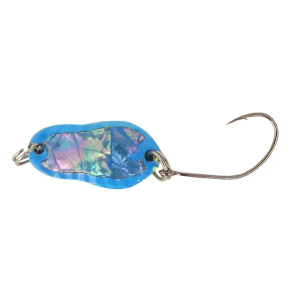 Ultralight Spoon Perlmutt, 2.3g, weiss-gestreift: Blauer, perlmuttfarbener Angelköder mit Einzelhaken.