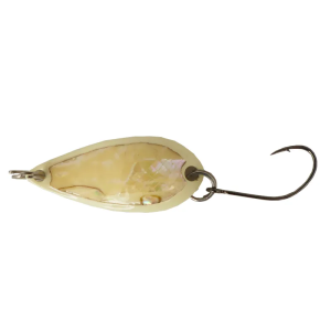 Ultraleichter Spoon Perlmutt, 3.5g, weiss-gestreift: Angelköder, perlweiß mit Haken.