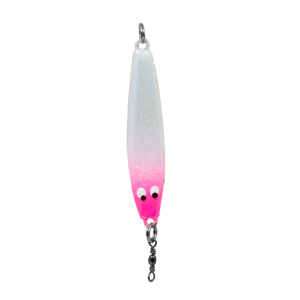 Jigging Spoon Gr.3, 10g, 5cm, Weiss Fluo Pink mit Augen