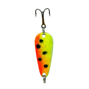 Temptation Cast Gr.1, 3g, 3.5cm, Fluo Orange Fluo Gelb, Schwarze Punkte, Glizzer