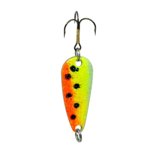 Temptation Cast Gr.2, 4.5g, 4cm, Fluo Orange Fluo Gelb, Schwarze Punkte, Glizzer