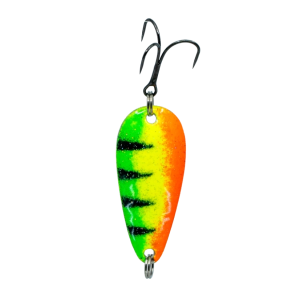 Temptation Cast Gr.4, 9g, 5.5cm, Fluo Grün Gelb Orange , Schwarze Streifen, Glizzer