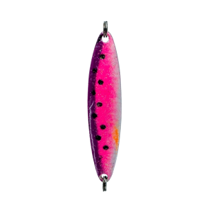 Wave Gr.2, 13g, 8cm, Violett Fluo Pink Weiss Schwarze Punkte, Glizzer