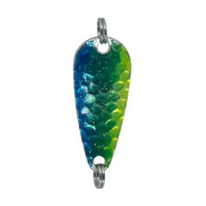 Temptation heavy Cast Gr.2, 7g, 4cm, Blau bis Gelb, Glitzer: Angelköder mit Hammerschlag, Farbverlauf und Glitzer.