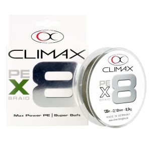 Climax PE X8 Braid Angelschnur, 135m, 0,12mm, 9,3kg. "Max Power PE | Super Soft