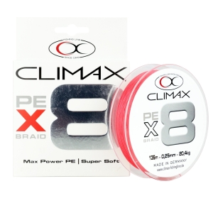 Climax X8 geflochtene Angelschnur, 135m, 0.25mm, 20.4kg, rot