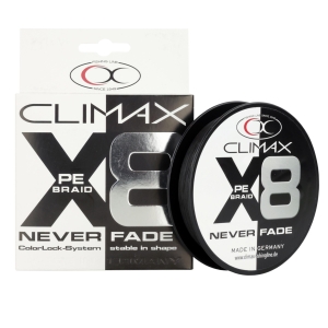 Climax X8 PE Braid Angelschnur, Never Fade, Made in Germany.