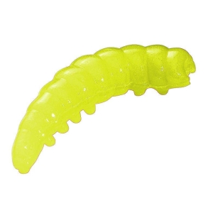 Lebensechte PowerBait Honey Worm Kunstköder in Gelb mit Knoblauchduft.