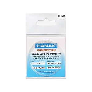 HANÁK Competition Czech Nymph Tapered Knotless Mono Leader, klar, 0,20-0,50mm