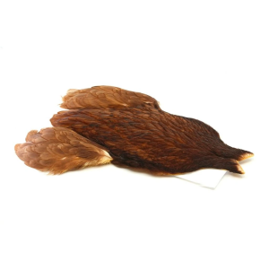 4 B's Hen Cape, braun und kupferfarben, mit mehreren Federn.