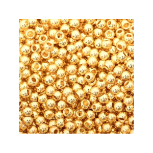 Goldene Perlenköpfe, 2,3 mm, im Haufen angeordnet, 20 Stück.