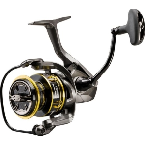 Ceymar HD 2500A Angelrolle mit schwarzem und goldenem Design, Vorderbremse.