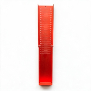 Roter Alu-Klappmaß 36cm mit Skala von 15 bis 36 cm.