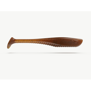SAMBA PADDLE 12 cm Kafi Gummifisch in Braun mit schwarzem Sprenkelmuster.