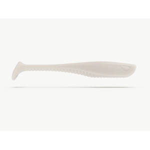Weißer Gummifisch SAMBA PADDLE, 12 cm, Kafi, 5 Stück mit Paddelschwanz.