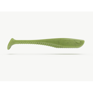 Grüne SAMBA PADDLE Gummifisch-Köder, 12 cm, im 5er-Pack.