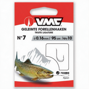 VMC Geleimte Forellenhaken, Grösse 7, 0.16mm, 10 Stück, ohne Widerhaken.