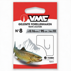 VMC Geleimte Forellenhaken, Größe #8, ohne Widerhaken, 10 Stück, 0.16mm/95cm
