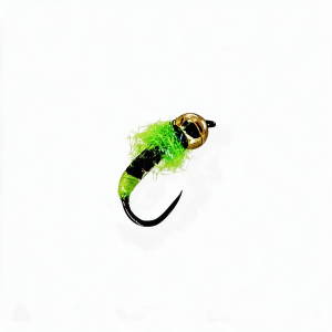 CDC Midge 107 Fliege mit grünem Körper und Messingkopf, Größe 21.