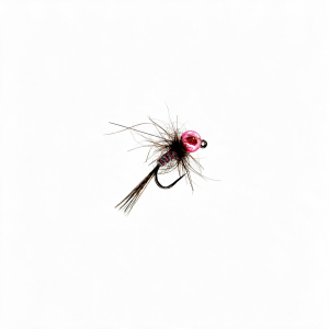 Nymphe Eintagsfliege 309 mit pinker Perlenkopf-Öse, Größe 14.